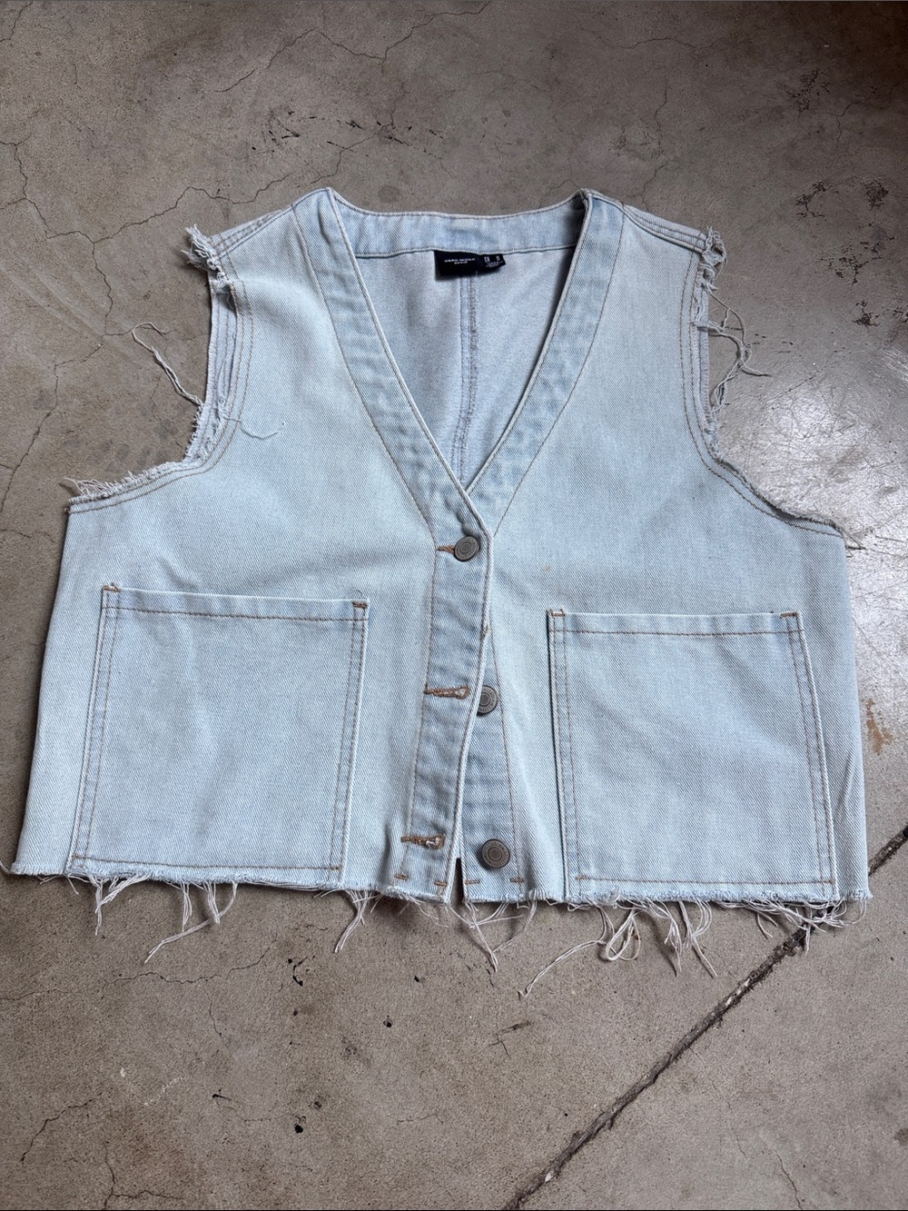 Vero Moda Light Blue Denim Crop Vest
